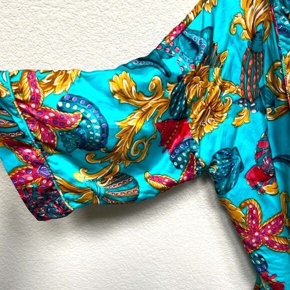 Victoria's Secret Vintage Size Small Silk Gold Label Starfish Robe Slip Set Gown - Picture 11 of 16